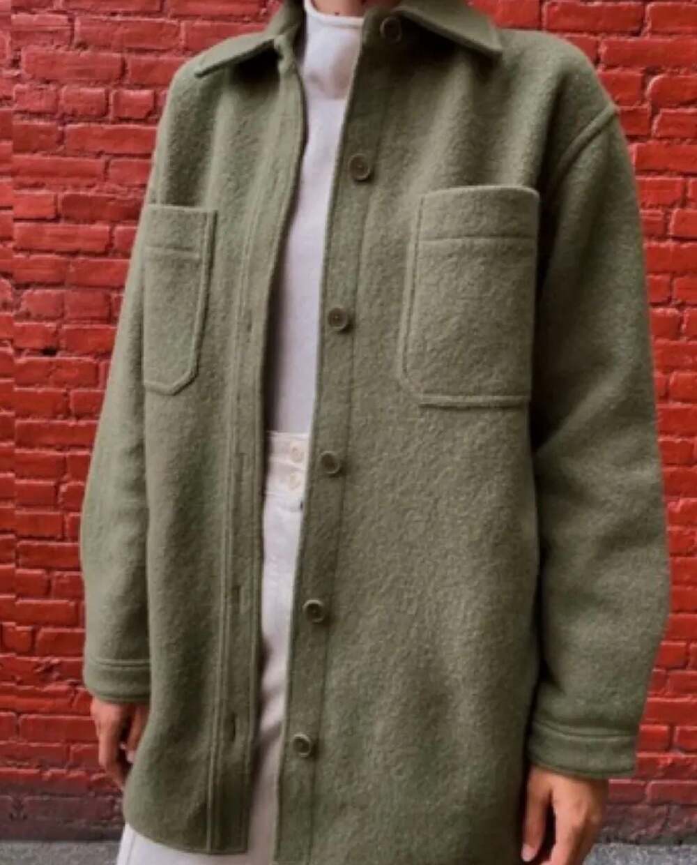 Wilfred Free Merino Wool Dawson Overshirt Sage Green Size 2